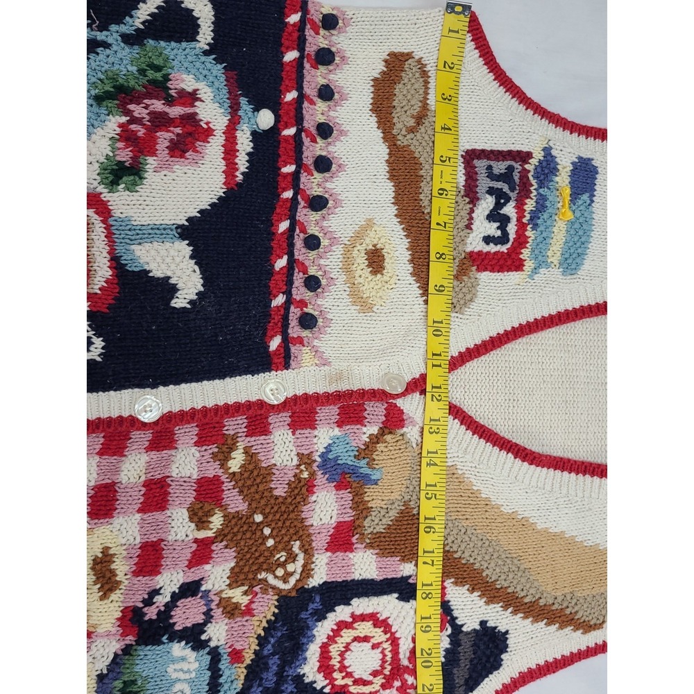 Vintage 1990s Knitted Sweater Vest Kitchen Theme Cottagecore Sz 2X Grandmacore - Picture 4 of 10